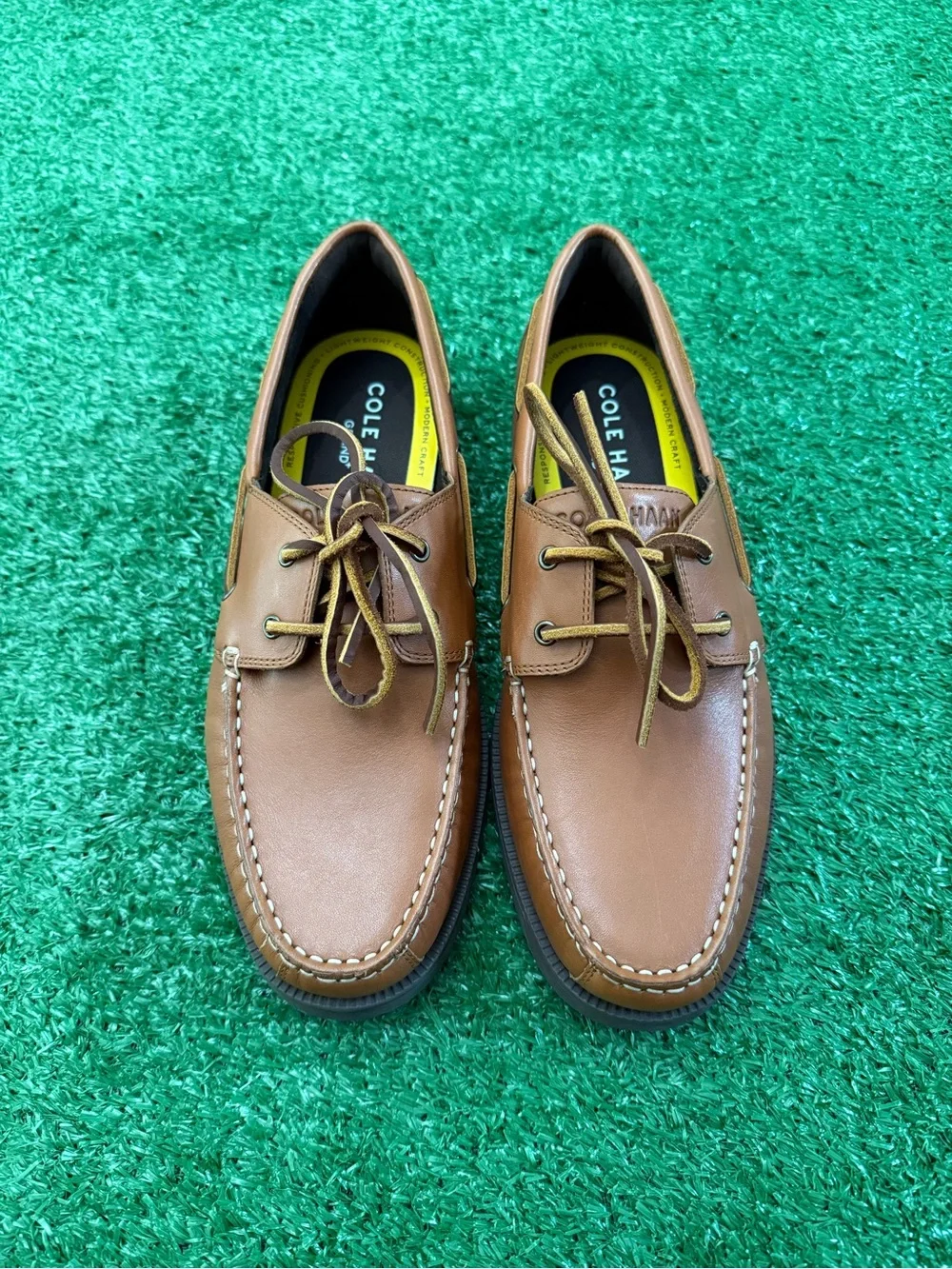 Cole Haan Men’s Grand+ Bowside Leather Boat Shoes – Size 7.5